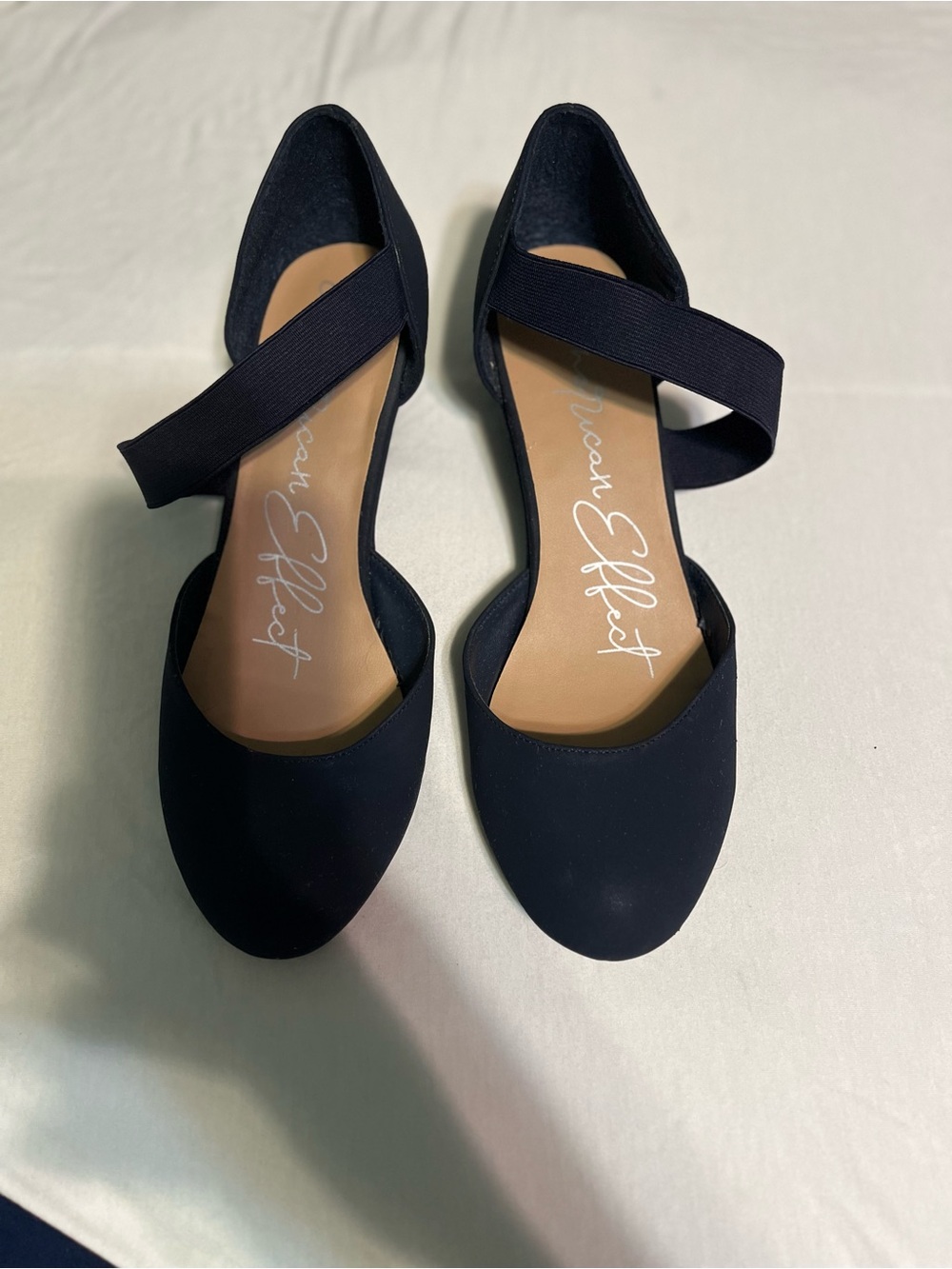 American Effect Navy Blue Flats with Elastic Cross Strap
